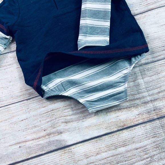 NWT Mudpie Boys 6-9m Layered bodysuit Bulldog - Picture 4 of 4